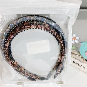 Head Band Bundle Boho Floral Fabric Covered Combs Covered Ends set of 4 NEW